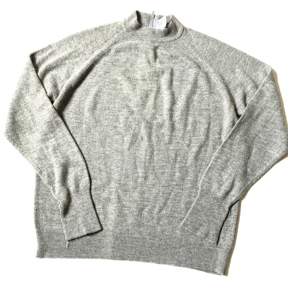 Multi-border turtleneck acrylic knit sweater, women's size L wool navy blue type Vintage Second Hand
